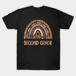 Hello Second Grade Leopard Rainbow Back To School T-Shirt